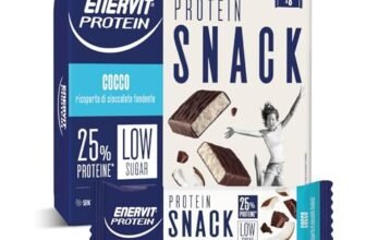 Enervit, Protein Snack al Cocco e Cioccolato Fondente, Low Sugar, Cuore Morbido al Cocco, Barrette Proteiche, Per il Controllo del Peso, Ricche in Fibre, Senza Glutine, 8 Barrette da 27g