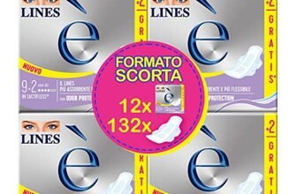 LINES È GIORNO con ali, Pacco scorta da 132 assorbenti per ciclo mestruale, l’unico con struttura in Lactifless, il più assorbente e flessibile della gamma Lines, con Odor Protection