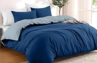 Dreamzie Copripiumino Matrimoniale 240×220 cm con 2 Federe 50×70 cm – Blu Scuro/Blu Grigio Set Copripiumino Matrimoniale 240×220