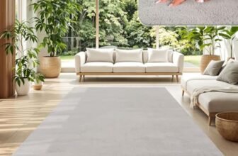 TT Home Tappeto Salotto Pelo Corto Monocolore Design Moderno Lavabile, Colore: Argento, Dimensione:200×280 cm