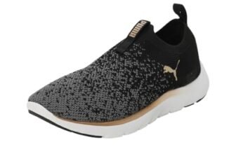 PUMA Women Softride Remi Slip-on Knit Wn’s Scarpe da corsa su strada, Black Gold Cool Dark Gray, 40 EU