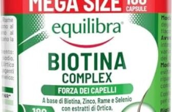 Equilibra Biotina Altodosata 450 mcg, per Capelli e Unghie, con Zinco, Rame, Selenio, Estratti di Ortica, Miglio, Equiseto, Vegan, Senza Glutine, Privo di Lattosio, 180 Capsule