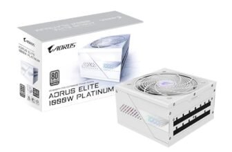GIGABYTE AORUS ELITE P1000W ICE Alimentatore – PCIe 5.0, 80 PLUS Platinum, Design completamente modulare, Ventola da 120 mm, Compatibile con ATX 3.0, Spina EU