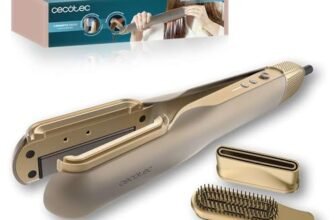 Cecotec Piastra per capelli con aria AirLisse 2in1 ForceDry Champagne. 1000 W, flusso d’aria 19,7 m/s, 2 teste magnetiche, senza crespo, funzione plasma, motore brushless, 4 temperature e 2 velocità