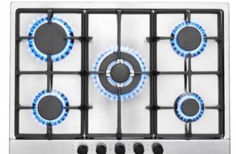 SNDOAS Piano Cottura 5 Fuochi, Piano Cottura 68cm con Protezione Automatica Della Fiamma, Gas Naturale e Gas Propano, Incorporato, Acciaio Inossidabile, 10460 W, 220-240 V