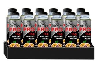 Sant’Anna PRO Tropical 0,33L | confezione 12 Bottiglia | Bevanda Proteica in Acqua Sant’Anna | Alto Contenuto di Proteine | Perfetta per Sportivi, dona Idratazione
