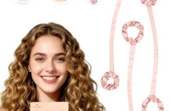 BONNET QUEEN Bigodini Morbidi per Dormire Satin Bigodino Lungo per Boccoli Arricciacapelli Senza Calore Hair Curler Heatless Curls con Scrunchie, Piccolo Lungo 30cm, 3PZS, Rosa Crema