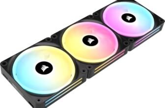 Corsair iCUE Link QX120 RGB Cupola Magnetica da 120 mm Ventole – Tripla Ventole Starter Kit con iCUE Link System Hub – Nero
