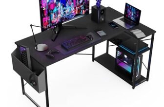 BEXEVUE Scrivania ad Angolo Computer – 100×70 cm Scrivania a Forma L Ripiani Portaoggetti, Tavolino Angolare Reversibile, Scrivania Gaming Gamer Informatica, Studio Gioco Lavoro Casa Camera da Letto