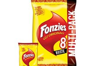 Fonzies Gli Originali, Croccantini di Mais al Formaggio, Cotti al Forno, 188g (multipack 8 bustine da 23,5g)