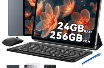 TABWEE Tablet con Tastiera – 24 GB RAM+ 256 GB ROM(4 TB TF), Octa-Core, Android 15, Gemini AI, Tablet 10 Pollici, Widevine L1, 5000 mAh, 8 MP+5 MP, Face ID, 3.5 mm Jack Port (2 Anni Garanzia)