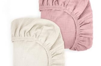 Peepeemax Lenzuola Navicella Universale Lenzuola Culla Neonato Lenzuola Carrozzina Neonato,100% Mussola di Cotone 70×32 70×35 75x35cm 80x40cm