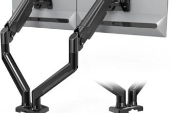 BONTEC Braccio Monitor Doppio per Schermi LCD LED da 13-32 pollici, Supporto Ergonomico con Braccio con Molla a Gas e Gestione dei Cavi, Inclinazione, Rotazione, VESA 75/100 mm,peso 3-9 kg, Nero