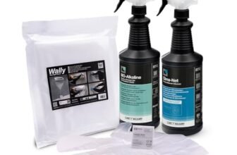ERRECOM Kit Pulizia climatizzatori, Include Clima-Net 1L detergente Pulizia unità Interna e filtri, Cover Protettiva Wally, Bio Alkaline 1L detergente alcalino bio Pulizia unità Esterna, Guanti