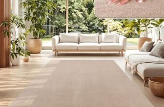 TT Home Tappeto Salotto Pelo Corto Monocolore Design Moderno Lavabile, Colore: Beige, Dimensione:160×220 cm