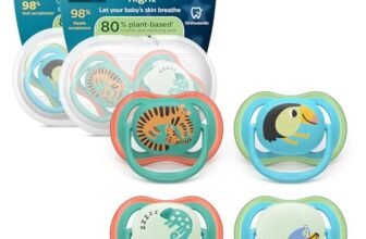Philips Avent Ultra Air Day & Night Ciuccio – Design ortodontico, per neonati 6-18 mesi, modello fluorescente, tettarella simmetrica in morbido silicone, senza BPA, confezione da 4, SCF087/27