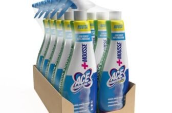 ACE Candeggina Più Spray+Mousse Fresco Profumo – Spray Igienizzante e Sgrassante per Superfici Casa e Bucato Bianco, Rimuove Germi, Batteri, Macchie di Muffa, Pulizia Profonda, Confezione 10 flaconi
