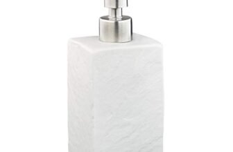 Relaxdays Dispenser di Sapone Manuale, 200ml, Portasapone Ricaricabile, Accessorio Bagno & Cucina, Poliresina, Bianco