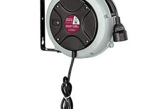 MAXTOOLS ER200, Avvolgitubo Elettrico Automatico, Mini Arrotolatore con Doppia Guida e Cavo Antiolio, Interruttore Termico di Protezione, Lunghezza 8 Metri (8m)