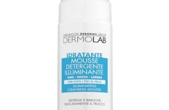 Dermolab – Mousse Detergente Viso, Occhi e Labbra Illuminante con Acido Ialuronico Idratante, Deterge Delicatamente, Lascia la Pelle Morbida, Vellutata e Luminosa, 150ml