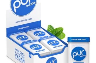 PUR Mints Caramelle alla menta senza aspartame, con xilitolo, Senza zucchero, vegane, senza glutine e adatte alla dieta chetogenica, Aroma naturale di menta piperita, 30 pezzi (Confezione da 12)