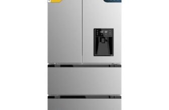 Cecotec Frigorifero Porta Francese Bolero CoolMarket FD 436 WD Inox E. 436L, Dispenser Acqua, Inverter Plus, No Frost, Multi Airflow, Fast Cooling/Freezing, Classe E, Metal Cooling, 83,6×63,6×183 cm
