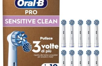 Oral-B Testine Di Ricambio per Spazzolino Elettrico, 10 Testine Oral B Pro Sensitive Clean Bianche Autentiche, Confezione Adatta Alla Buca Delle Lettere