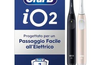 Oral-B iO 2 Spazzolino Elettrico Oral B, Nero e Rosa, 1 Testina Di Ricambio, 2 Spazzolini, Delicato sulle Gengive, Efficace sulla placca, Sensore di Pressione, Pulizia Denti Efficace