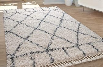 Paco Home Tappeto Shaggy a pelo corto per soggiorno o camera da letto in diversi design, colori e misure, Dimensione:120×170 cm, Colore: Crema 12