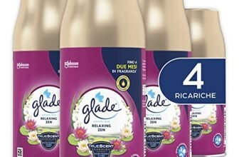 Glade Automatic Spray Ricarica, Profumatore per Ambienti, Fragranza Relaxing Zen, Formato Scorta da 4 Ricariche da 269 ml
