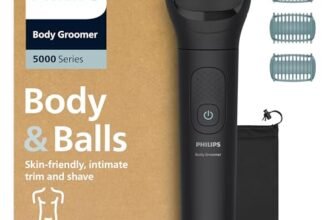 Philips Bodygroom Serie 5000 – Rifinitore per uomo con Sistema a tripla protezione, Rifinitura e rasatura intima, Impermeabile al 100%, 100 minuti di autonomia, Modello BG5485/30