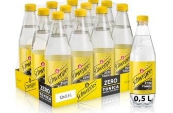 Schweppes, Bibita Gassata Tonica Zero, Confezione da 12×0,5 L, Gusto di Chinino, Zero Zuccheri, Effervescenza Unica, Ideale per Cocktail e Aperitivi