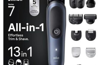 Braun Rifinitore All-In-One Series 7, Rasoio Elettrico Barba E Capelli 13In1, Lama ProBlade, Rasoio Elettrico Corpo Uomo, Taglia Peli Naso, 120 Min. Autonomia, Pettini Aree Sensibili, Wet&Dry, AIO7565