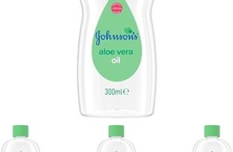 Johnson’s Baby Olio Aloe Vera, Olio corpo idratante pelli delicate, Olio neonato con Aloe Vera per il massaggio quotidiano, Olio Johnson’s Baby Oil per bambini e adulti senza coloranti e alcol, 300 ml
