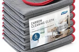 Ekedalen Panni Magic Microfibra Carbonio 400GSM, 6X Asciugamani Senza Aloni Catturapolvere, Strofinacci Pulire per Vetri Pavimenti Bagno Casa Cucina Auto Moto, Stracci Pulizia Riutilizzabili, Rosso