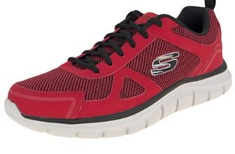 Skechers Track Bucolo, Scarpe running Uomo, Red Leather Black Mesh Trim, 43 EU