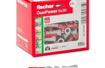 Fischer 100x Tasselli DuoPower, 6 x 30 mm, per Muro pieno, Mattone Forato, Cartongesso, 537640