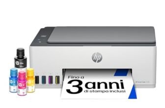 HP Smart Tank 5105 1F3Y3A, Stampante Multifunzione A4 con serbatoio di inchiostro ad alto volume di stampa, stampa fronte/retro manuale, scansione, copia, 22 ppm, USB, Wi-Fi, HP Smart, Bianca