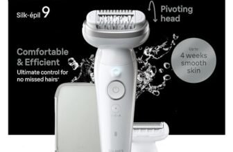 Braun Silk Epil 9 Epilatore Elettrico Donna Con Testina Flessibile, Wet&Dry, Pelle Liscia a Lungo, Con Testina Per Rasoio Elettrico Donna e Cappuccio Rifinitore, Depilatore Braun 9-041 Bianco/Argento