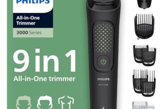 Rifinitore Philips Multigroom serie 3000 tutto in uno 9 in 1 – Rifinitore per barba, capelli e corpo, lame autoaffilanti delicate sulla pelle, 12 impostazioni di lunghezza, Modello MG3946/15