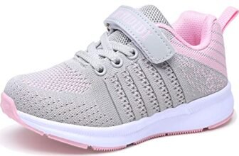 Scarpe Corsa Ragazze 28EU Running Scarpe Sportive Bambine Scarpe Ginnastica Bambino Formatori Bimbo Tennis Scarpe Indoor Bambini Outdoor Scarpe Sneakers Traspiranti Unisex Ragazzi Grigio Rosa