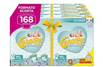 CAREZZA Welcome Baby Mini, Pensato piccolo per i più piccoli, Taglia 2 (3-6 kg), 168 pannolini. (Progettato specificamente per essere piccolo)