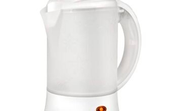 Girmi BL04 Bollitore da Viaggio, Capacità 0,6 Litri, 600 W, 2 bicchieri inclusi, Caraffa graduata, Bianco