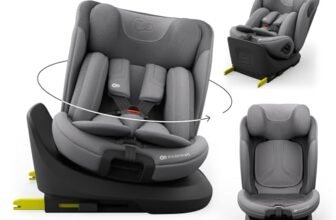 Kinderkraft I-GROW 2 PRO Seggiolino auto 0-36 kg, I-SIZE 40-150 cm, Seggiolino 360 girevole, con Isofix Base, Reclinabile Posizione sdraiata, Poggiatesta regolabile, Gruppo 0 1 2 3, Grigio