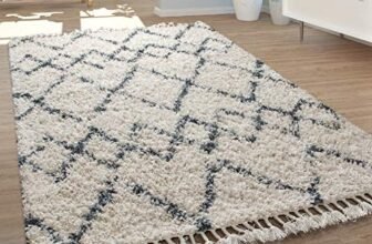 Paco Home Tappeto Shaggy a pelo corto per soggiorno o camera da letto in diversi design, colori e misure, Dimensione:120×170 cm, Colore: Crema 13