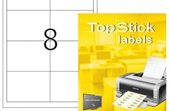 TopStick Etichette adesive universali, 800 etichette, 100 fogli A4, 96,5 x 67,7 mm, per stampanti laser e inkjet, bianco