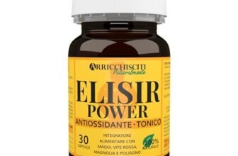 Elisir Power Integratore Antiossidante con Polifenoli, Resveratrolo, Maqui, Vite Rossa, Magnolia e Polidatina, Senolitico Antiage Favorisce la Longevità, Contrasta Radicali Liberi e Stress Ossidativo