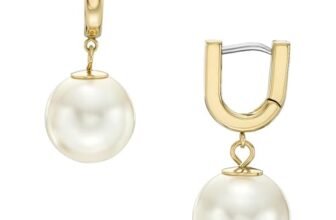 Fossil Orecchini da donna in acciaio inossidabile tono oro con chiusura a cerchio