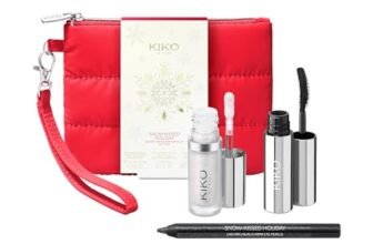 KIKO Milano Snow-Kissed Holiday Secret Santa Mini Make Up Gift Set, Gift Set Makeup: Mascara Effetto Volumizzante, Matita Occhi E Illuminante Liquido In Formato Mini