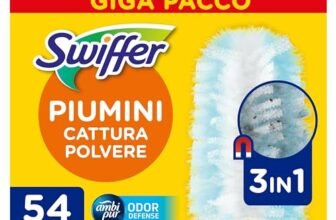 Swiffer Duster Piumini Cattura Polvere, 54 Piumini, Cattura e Intrappola Polvere e Sporco, Raggiunge I Punti più Difficili della Casa, Giga Formato